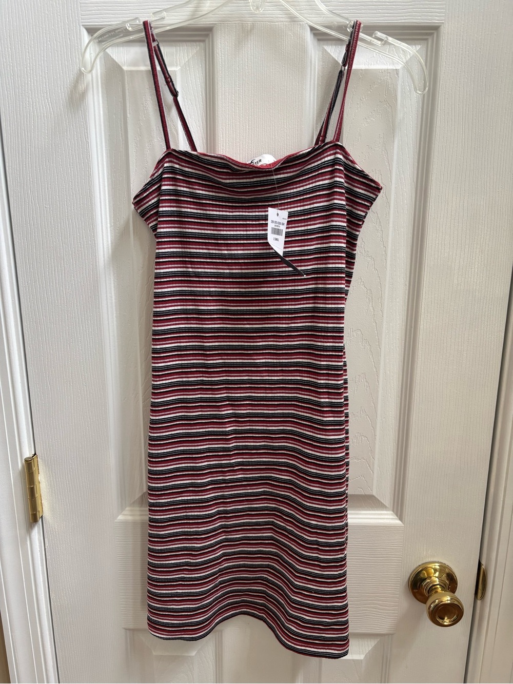 Hollister Striped Ribbed Adjust Spaghetti Strap Dress w/ Shelf Bra, Size XS, NWT